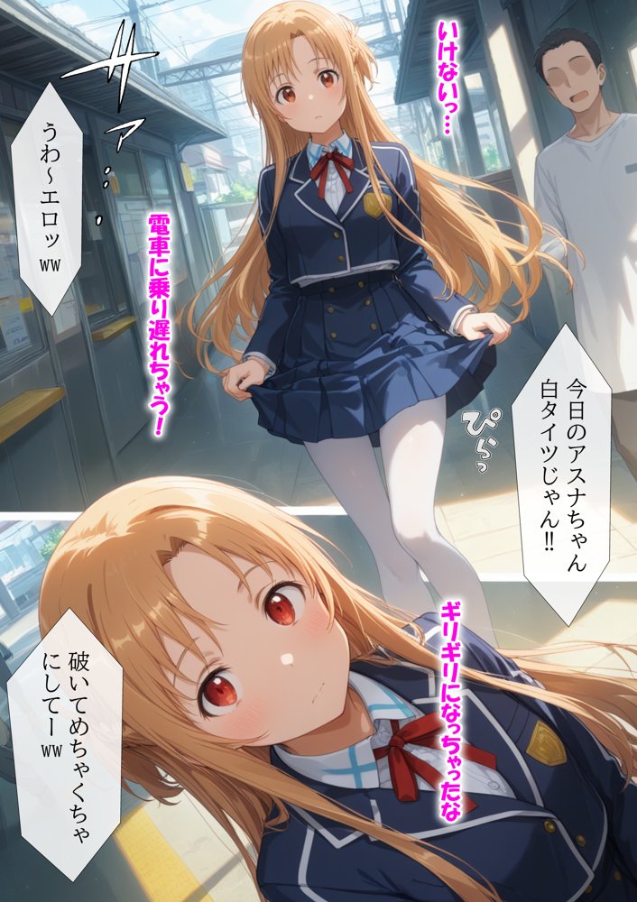 調教ヒロイン 結〇明日奈編 電車でオス達に痴〇されてメスにされました エロ同人誌画像 001