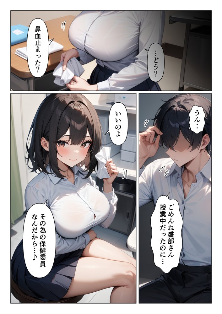 勃起の手当てもしてくれる優しい保健委員の盛部さん エロ同人誌画像 001