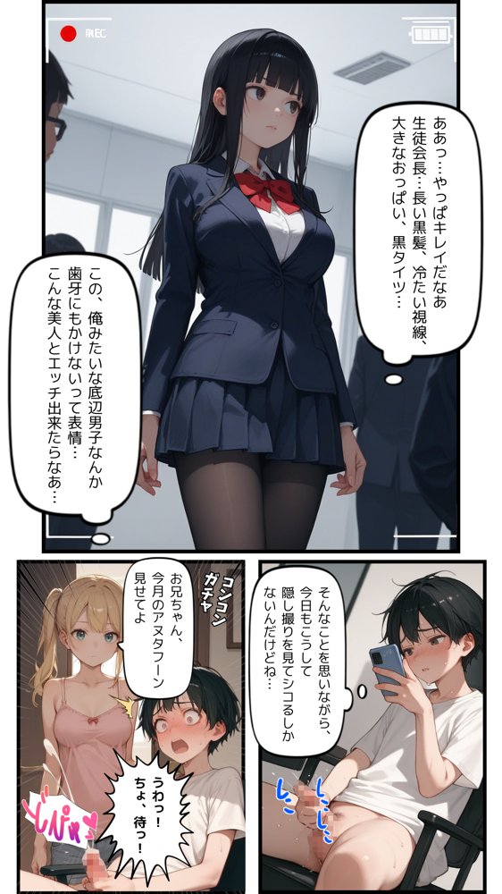 催●アプリでウザい妹と恐怖の生徒会長を支配する話 エロ同人誌画像 001