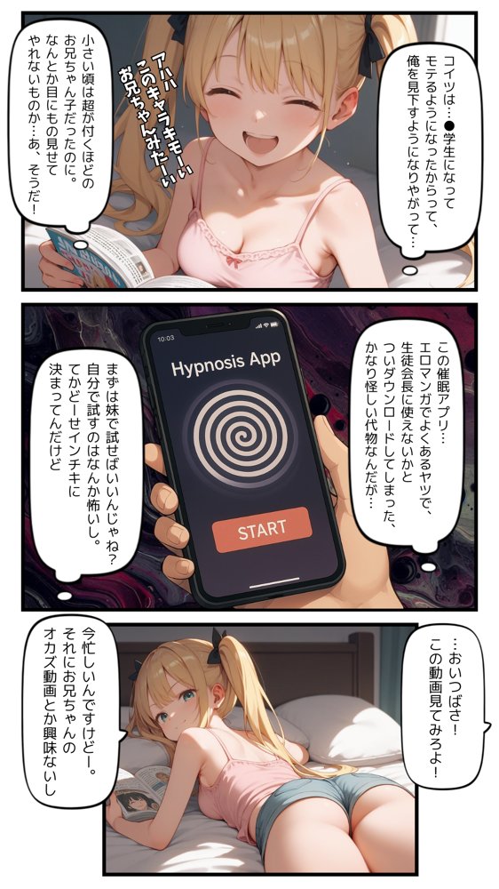 催●アプリでウザい妹と恐怖の生徒会長を支配する話 エロ同人誌画像 003