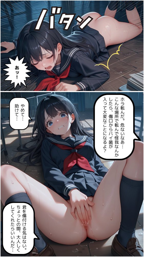 豪雨、廃校舎、家出少女。 エロ同人誌画像 011