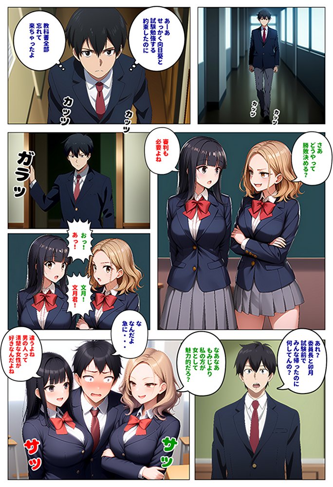 【メッチャエロい作品なので新作セールします】委員長とギャルがセックス勝負を始めたんだが俺が審判をする事になった話 エロ同人誌画像 003