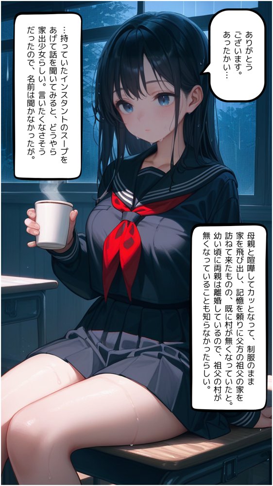豪雨、廃校舎、家出少女。 エロ同人誌画像 004