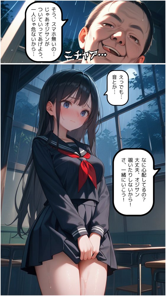 豪雨、廃校舎、家出少女。 エロ同人誌画像 006