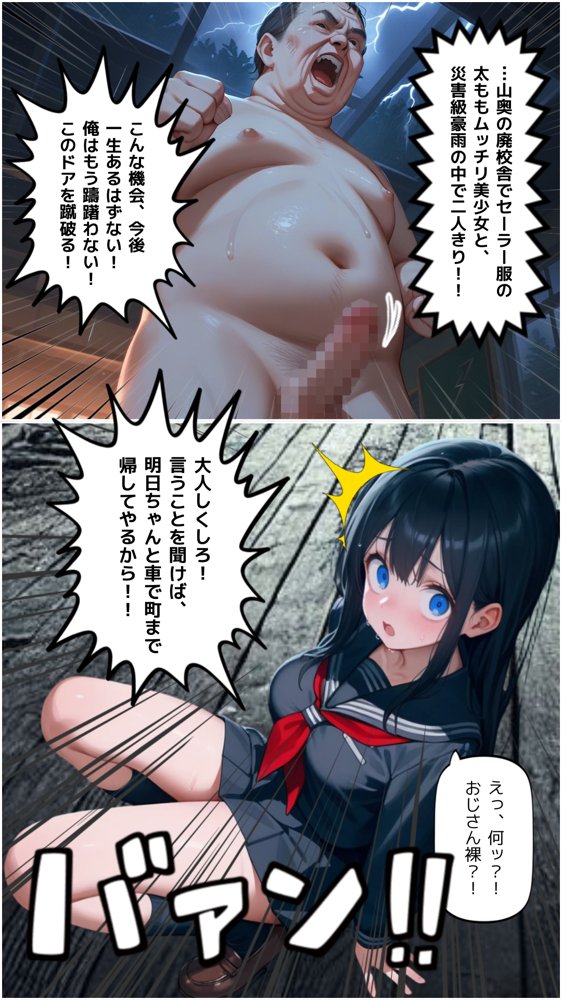 豪雨、廃校舎、家出少女。 エロ同人誌画像 009