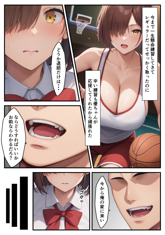 幼馴染のバスケ女子が寝取られる話 エロ同人誌画像 008