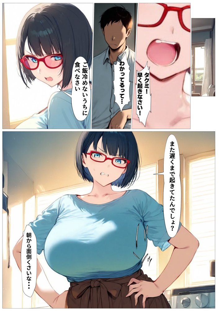 性欲激強ママがデカマラ息子と中出しSEXするのは時間の問題 エロ同人誌画像 008