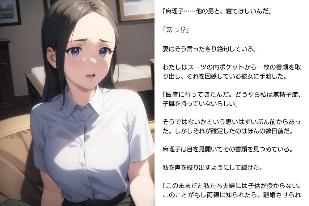 寝取らせ妻・麻理子〜「妊活」のため妻を他人の男に抱かせてみた（CGノベル/NTR） エロ同人誌画像 004