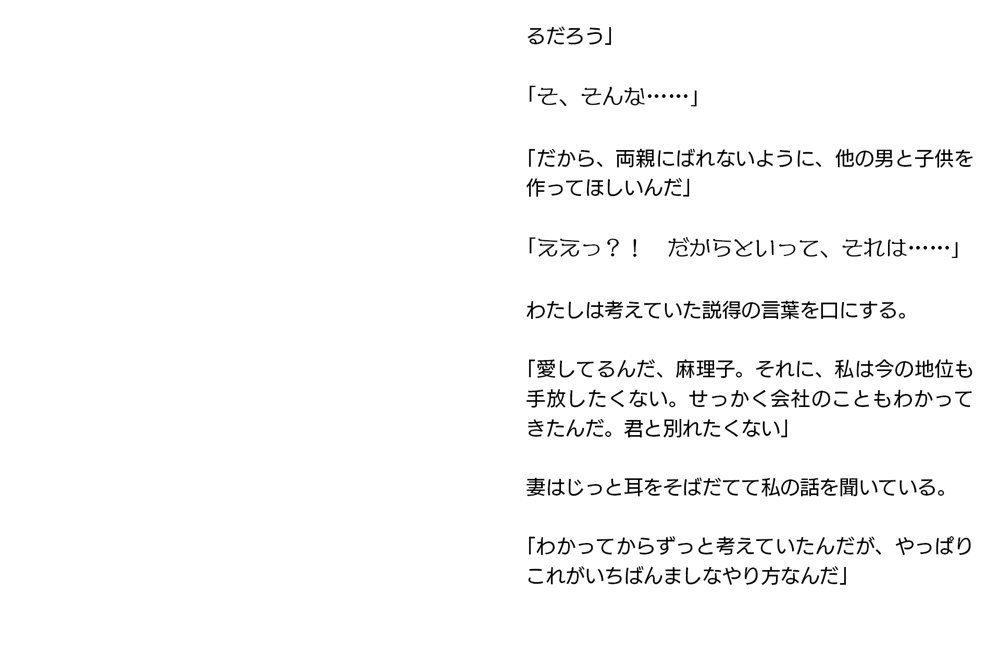 寝取らせ妻・麻理子〜「妊活」のため妻を他人の男に抱かせてみた（CGノベル/NTR） エロ同人誌画像 005