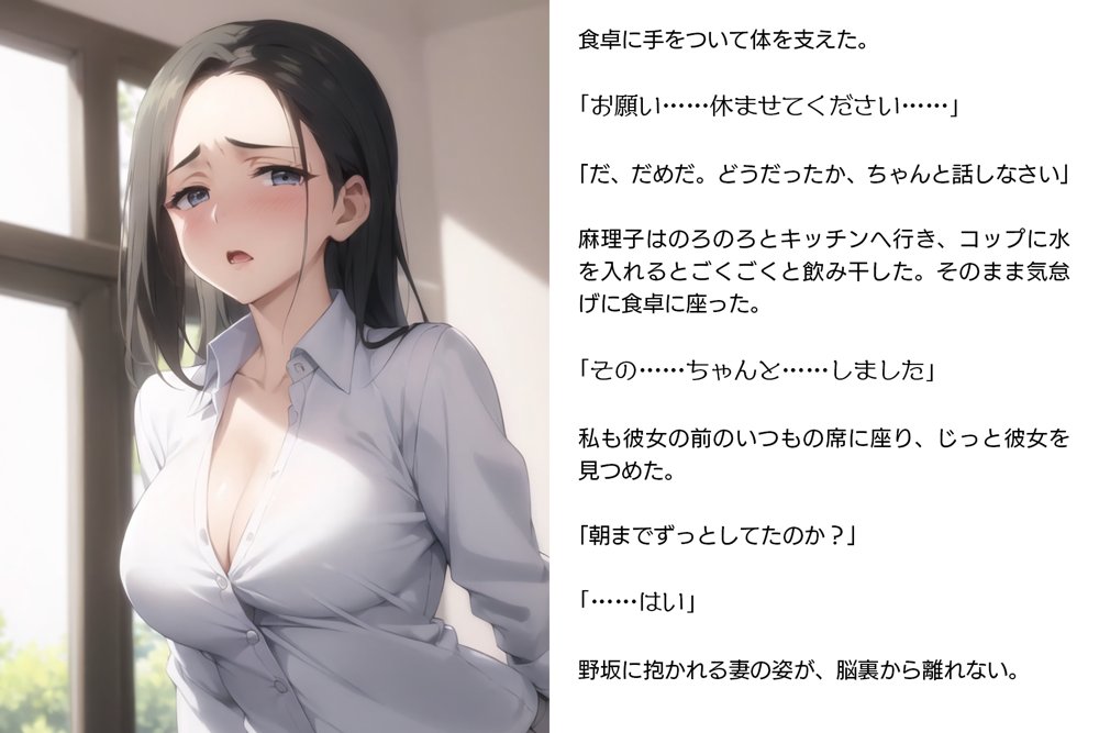 寝取らせ妻・麻理子〜「妊活」のため妻を他人の男に抱かせてみた（CGノベル/NTR） エロ同人誌画像 018