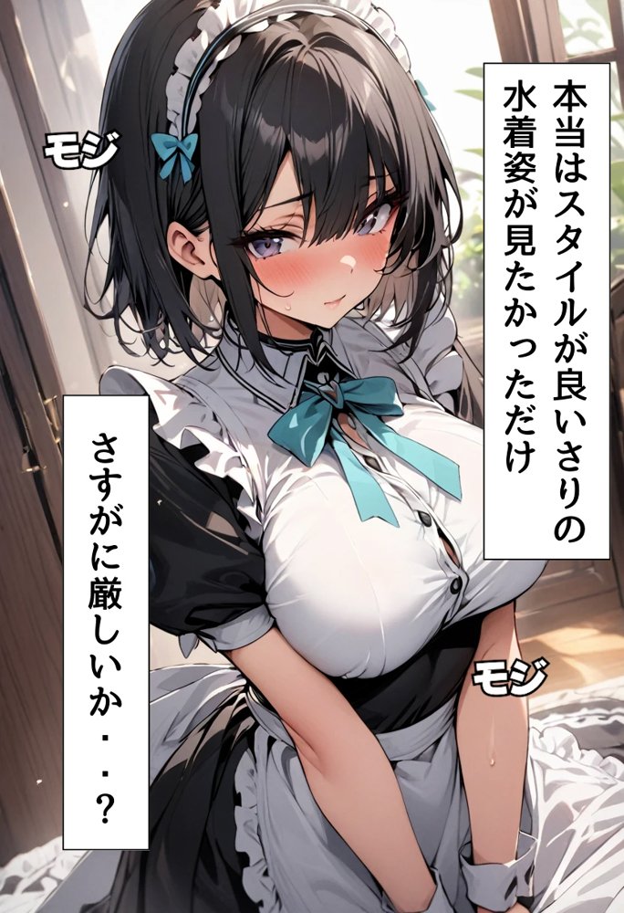 爆乳水着メイドとプールサイド濃厚着衣SEX エロ同人誌画像 003