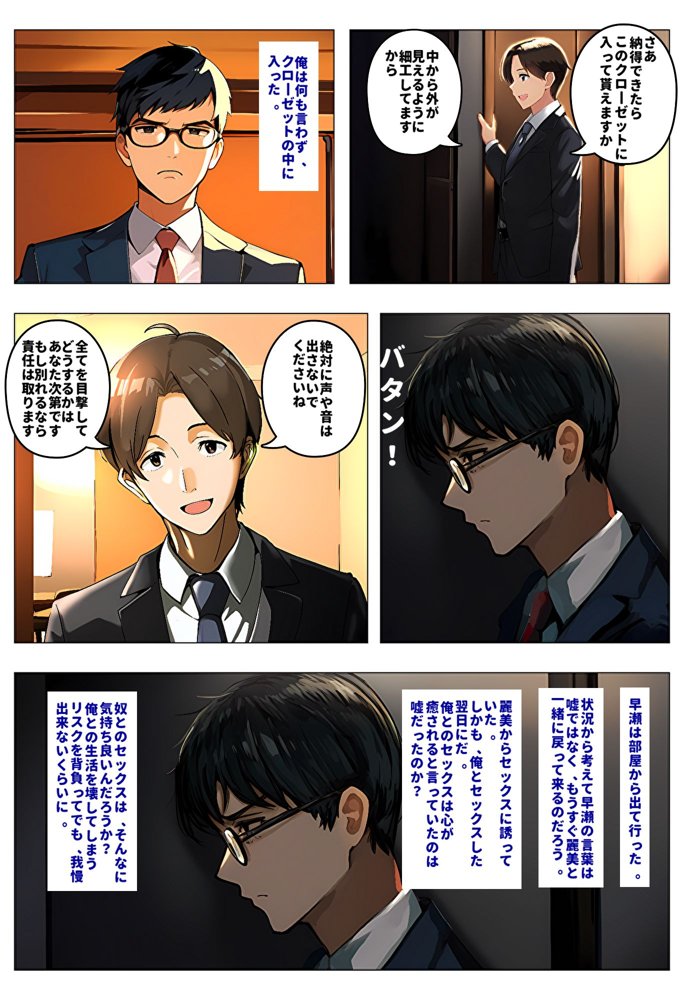 間男の提案に乗って不倫現場を目撃したら、最愛の妻が土下座してセックスのお願いをした。 エロ同人誌画像 007