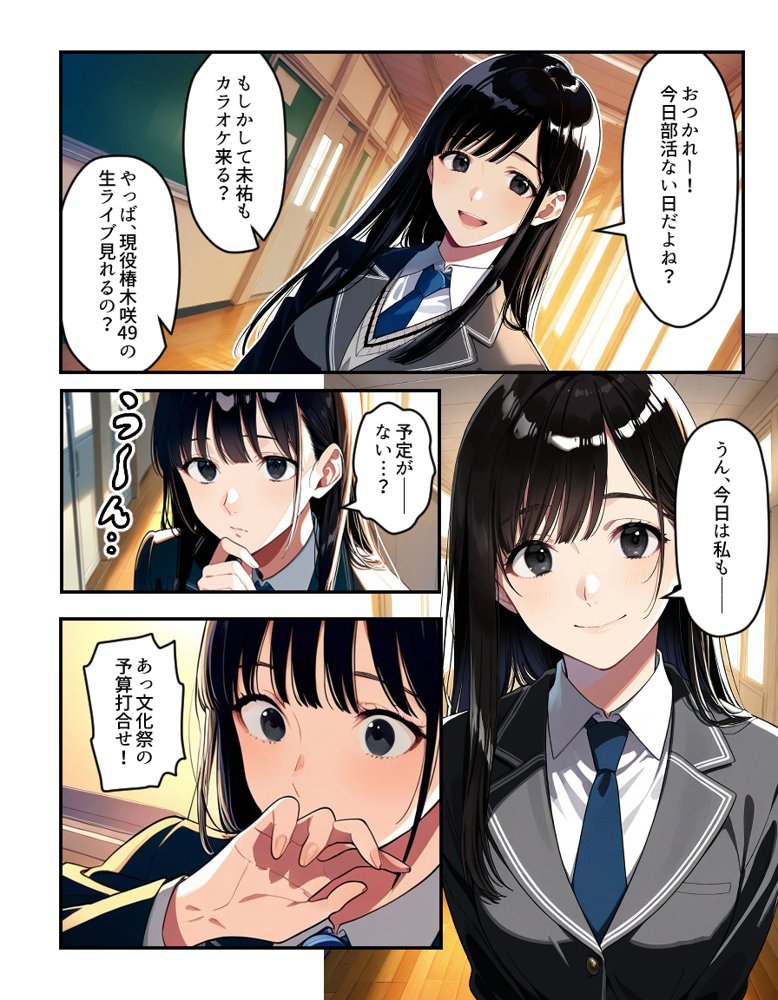 催認時間割2限目  真面目な学級委員長の椿木咲49メンバー倉持未祐は時間割洗脳アプリでセックス学園祭の打ち合わせ中（ハート） エロ同人誌画像 003
