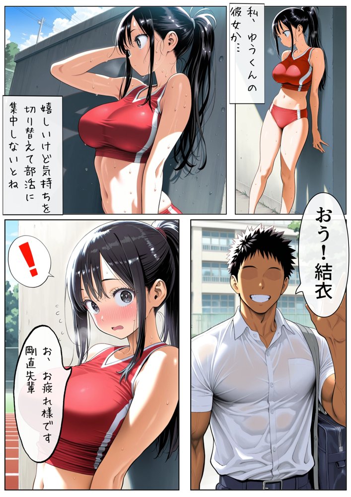 男女交際禁止の学校で隠れて付き合っていたら巨根の先輩にバレて潮吹きアクメさせられた話 エロ同人誌画像 010