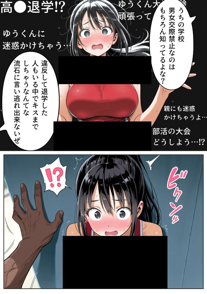 男女交際禁止の学校で隠れて付き合っていたら巨根の先輩にバレて潮吹きアクメさせられた話 エロ同人誌画像 013