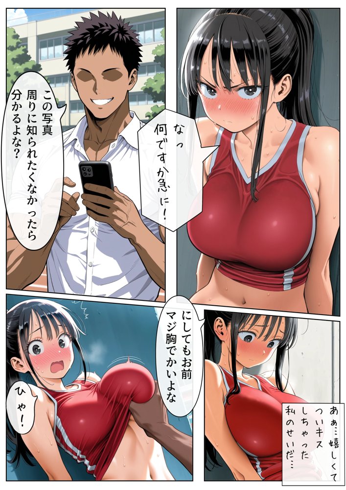 男女交際禁止の学校で隠れて付き合っていたら巨根の先輩にバレて潮吹きアクメさせられた話 エロ同人誌画像 016