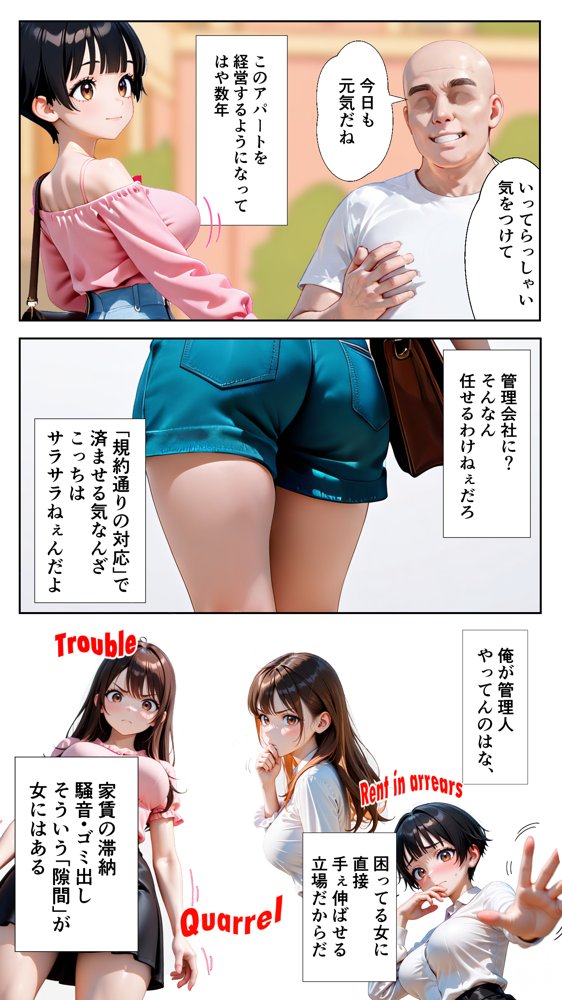おぢさんに犯られた女〜家賃滞納編 エロ同人誌画像 002