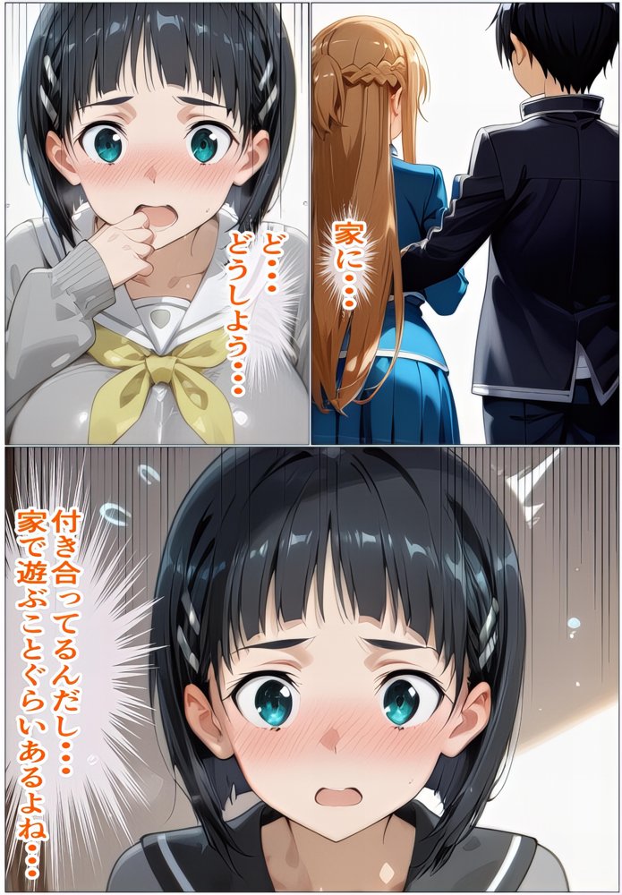 『限定割引』黒の剣士の三角関係〜めちゃくちゃに抱かれたいアスナ・兄のSEXを聞いて発情する直葉〜 エロ同人誌画像 011