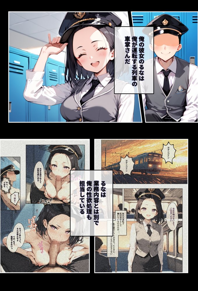 彼女よりエッチが上手い子との浮気SEXを見せてあげた話〜中出し列車で働くビッチ〜 エロ同人誌画像 001