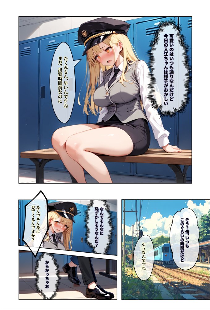 彼女よりエッチが上手い子との浮気SEXを見せてあげた話〜中出し列車で働くビッチ〜 エロ同人誌画像 005